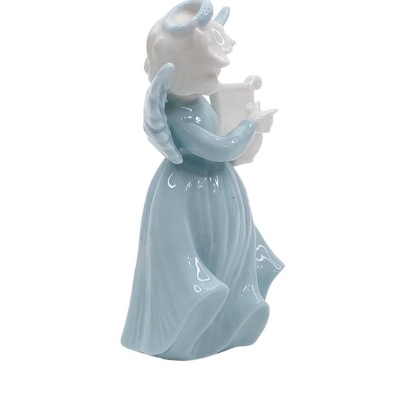Vintage Ardalt Lenwile Angel Playing Harp Figurine Verithin Porcelain Light Blue - Picture 8 of 11